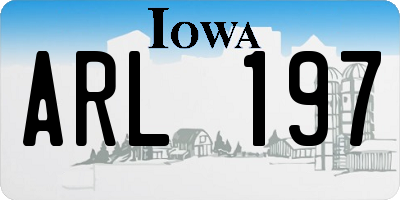 IA license plate ARL197