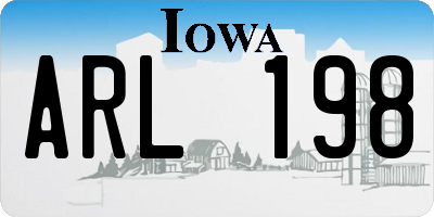 IA license plate ARL198