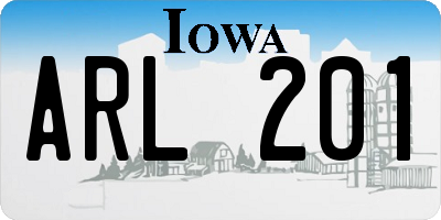 IA license plate ARL201