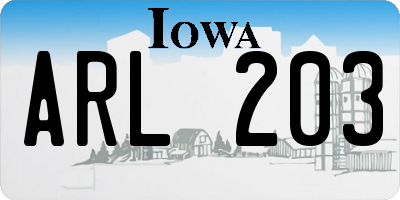 IA license plate ARL203