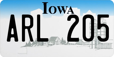 IA license plate ARL205