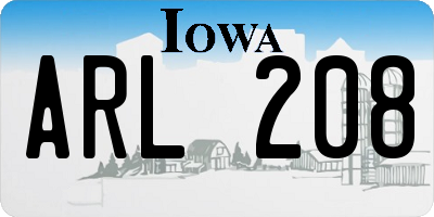 IA license plate ARL208