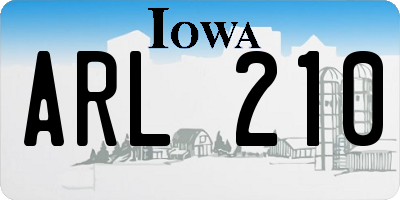 IA license plate ARL210