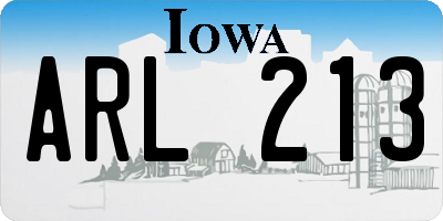 IA license plate ARL213