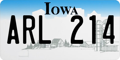 IA license plate ARL214