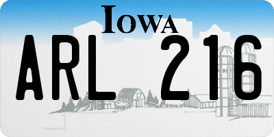 IA license plate ARL216