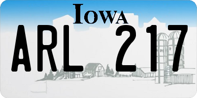 IA license plate ARL217