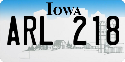 IA license plate ARL218