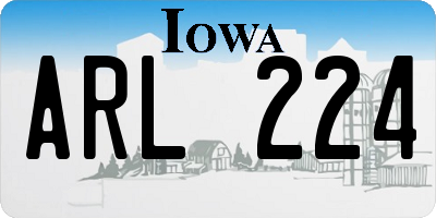 IA license plate ARL224