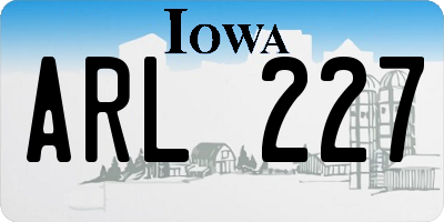 IA license plate ARL227