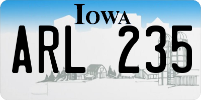 IA license plate ARL235