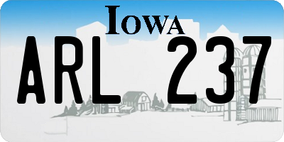 IA license plate ARL237
