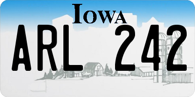 IA license plate ARL242
