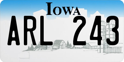 IA license plate ARL243