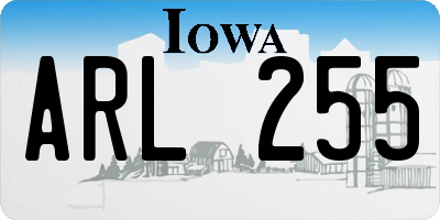 IA license plate ARL255