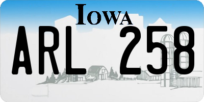 IA license plate ARL258