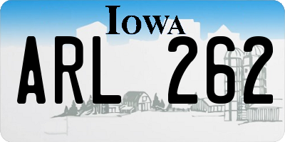 IA license plate ARL262