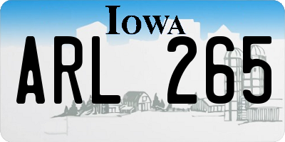 IA license plate ARL265