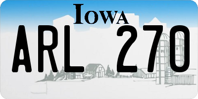 IA license plate ARL270