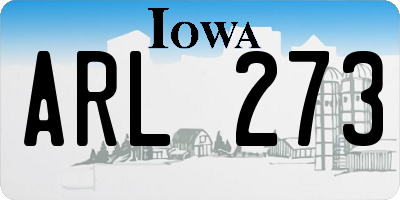 IA license plate ARL273