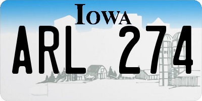 IA license plate ARL274