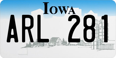 IA license plate ARL281