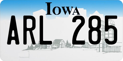 IA license plate ARL285