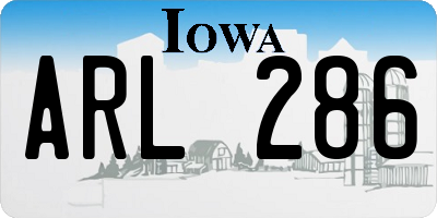 IA license plate ARL286
