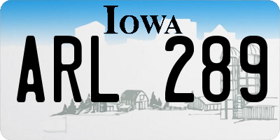 IA license plate ARL289