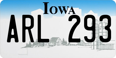 IA license plate ARL293