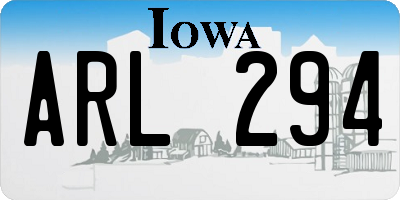 IA license plate ARL294