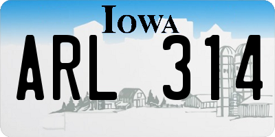 IA license plate ARL314