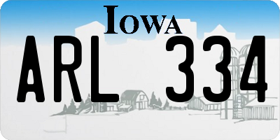 IA license plate ARL334