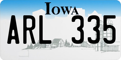 IA license plate ARL335