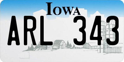 IA license plate ARL343
