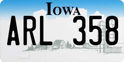 IA license plate ARL358