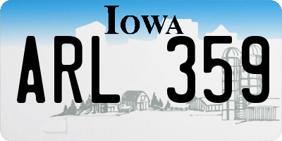IA license plate ARL359
