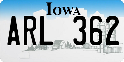 IA license plate ARL362