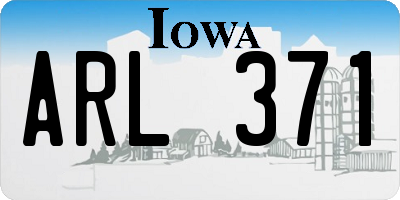 IA license plate ARL371