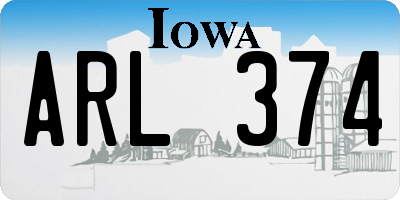 IA license plate ARL374
