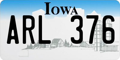 IA license plate ARL376