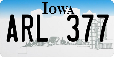 IA license plate ARL377
