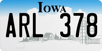 IA license plate ARL378