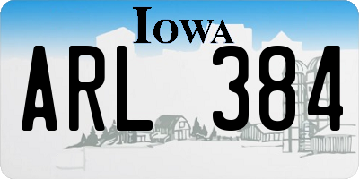 IA license plate ARL384