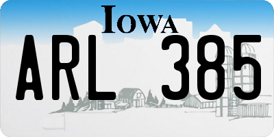 IA license plate ARL385