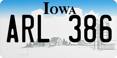 IA license plate ARL386