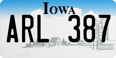 IA license plate ARL387