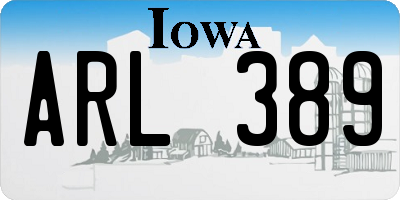 IA license plate ARL389