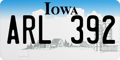 IA license plate ARL392