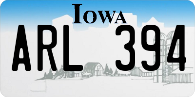 IA license plate ARL394